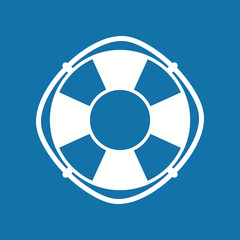 Lifebuoy Isolated on Blue Background,Travel Concept ,Ship Equipment, Vector Illustration