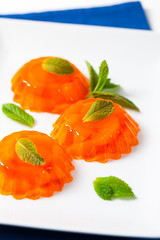 Mandarin Orange Tangerine Jelly. Selective focus.