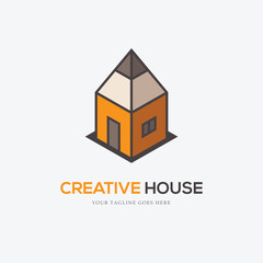 Creative logo with pencil and house