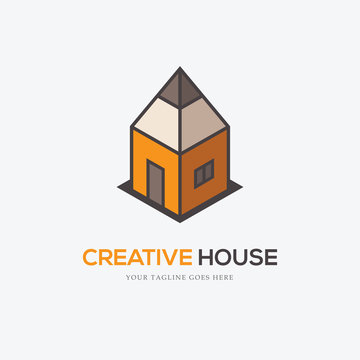 Creative Logo With Pencil And House