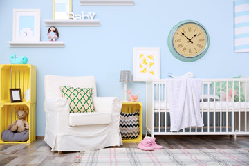 Interior of modern baby room