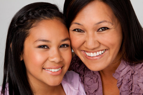 Asian mother and daughter.