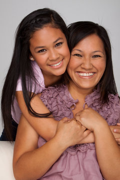 Asian mother and daughter.