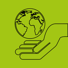 concept e-commerce hand with globe world vector illustration eps 10