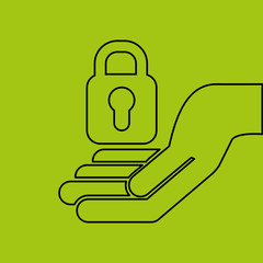 concept e-commerce hand with padlock password vector illustration eps 10