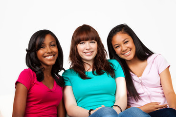 Multicultural group of teenage girls.