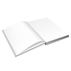 Open book cover. Mockup for the cover design. High detail. Isolated on white background.