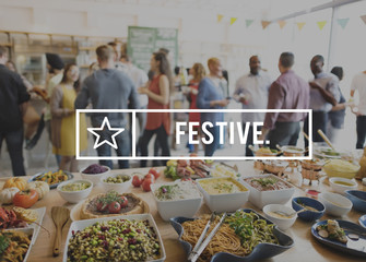 Festive Foodie Eating Delicious Party Celebration Concept
