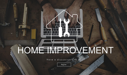 Home Improvement Website Register Button Concept - obrazy, fototapety, plakaty