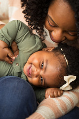 African American mother and daughter.