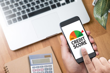 CREDIT SCORE  (Businessman Checking Credit Score Online and Fina