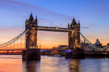 Fototapeta na wymiar Tower Bridge at dusk ,London United Kingdom