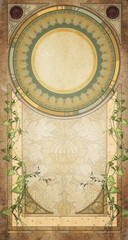Art deco antique illustration background with ivy