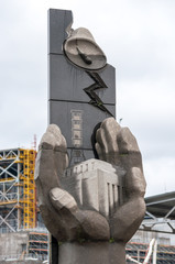 The monument for liquidators of the Chernobyl accident near nuclear power station, Pripyat, Ukraine