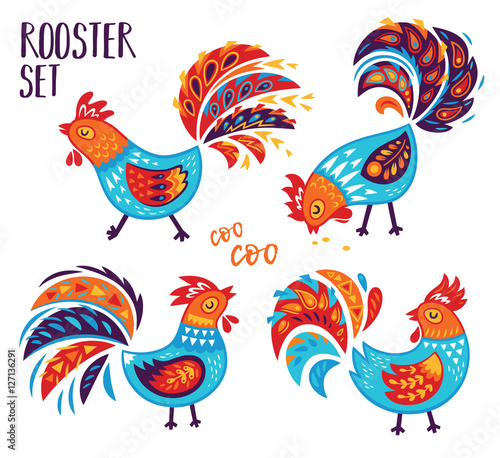 &quot;Chinese Zodiac set of 2017 - Rooster New Year&quot; Stock image and royalty