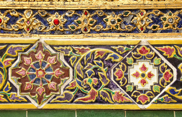 Traditional Thai style pattern decorative, stucco paint in templ