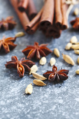 Fototapeta na wymiar Spices for Masala tea