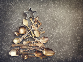 Abstract Christmas tree made from cutlery