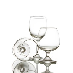 Crystal wineglasses,shot on white isolated.