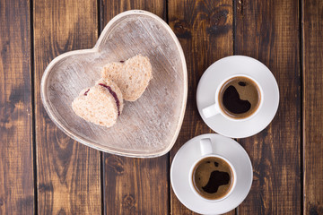 Sweet sandwiches in heart shape for Valentines day