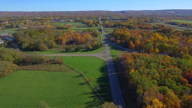 Aerial video of foliage of Barcelons Narowsburg NY, USA