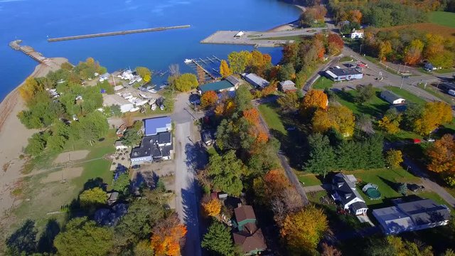Aerial video of foliage in Narowsburg NY, USA