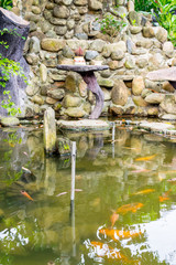 Fototapeta na wymiar Asian decorative pond with carps