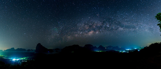  The Milky Way over moutain and ocean phanga thailand