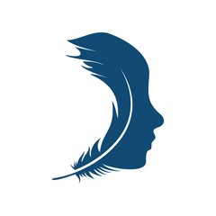 Abstract face logo design, face quill logo design