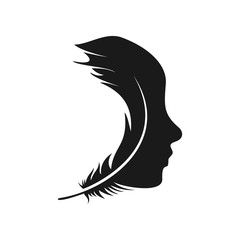 Abstract face logo design, face quill logo design