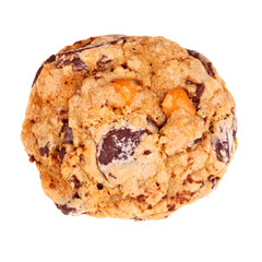 Single freshly baked, homemade chocolate and butterscotch oatmeal