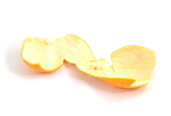 Peeled skin of clementine fruit