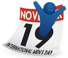 Calendar with Date for International Men's Day in November 19, Vector Illustration