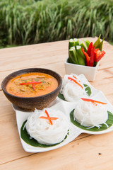Thai vermicelli eaten with curry