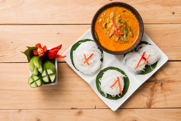 Thai vermicelli eaten with curry