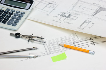 technical drawings and  calculator