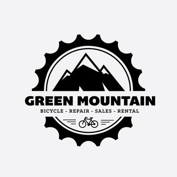 Mountain Logo, Mountain And Gear Symbol.