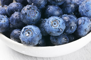 Blueberries in white bowl