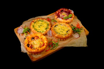 bread crumbs on black background