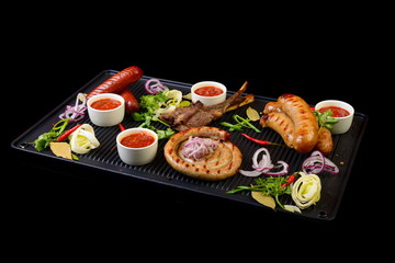 assorted meat on grill