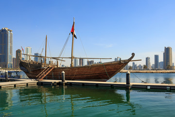 Old sailing ship at the pier