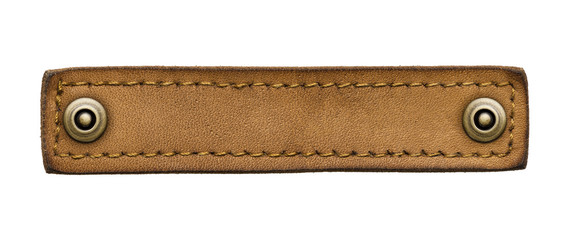 leather jeans label with rivets