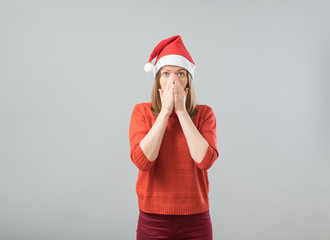 Shocked christmas woman