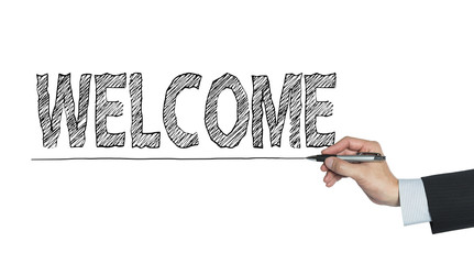 welcome written by hand