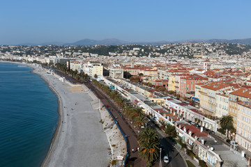 A general view of the promenade of Nice from the top point