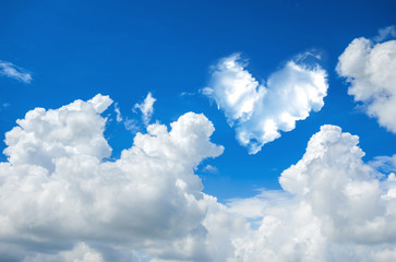 Naklejka na ściany i meble romantic Heart Cloud abstract blue sky and cloud nature backgrou
