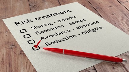 Risk treatment checklist ballpen and tick marks