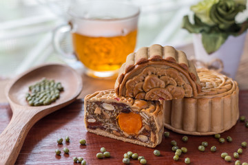 Moon cake and tea