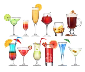 Foto op Plexiglas Set of stemware and glasses with cocktail © vectorpocket
