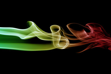 abstract background smoke curves and wave reggae colors green, y